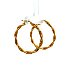 Earrings Twisted Textured Hoops 32.5 3mm 14K
