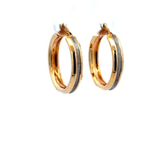Earrings Two-Tone Plain Hoops 25.5 4.5mm 14K