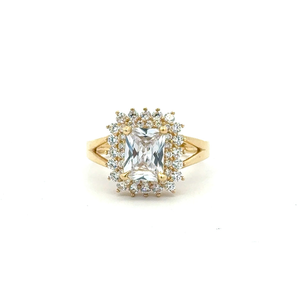 Ring Floral Women Rect Stone 7 2mm 10K