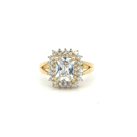 Ring Floral Women Rect Stone 7 2mm 10K