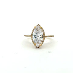 Ring Women Cat Eye Stone and CZ 7 1mm 10K