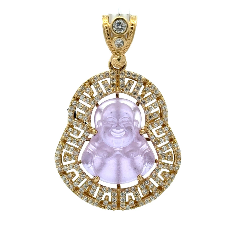 Pendant CZ Halo Seated Mauve Buddha 41.5 10K