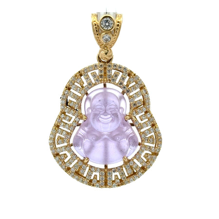 Pendant CZ Halo Seated Mauve Buddha 41.5 10K