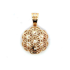 Pendant Openwork Bouquet of Daisies Puff Medallion with CZ 40 14K