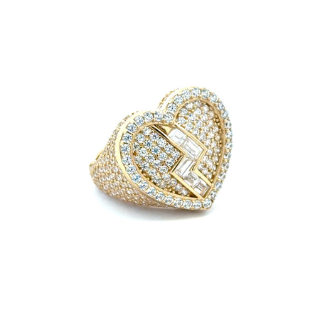 Ring CZ-Iced Big Broken Heart 9 3mm 10K