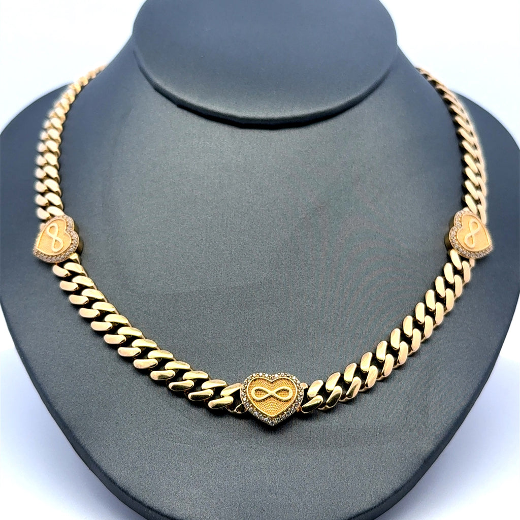 Necklaces Monaco with Hearts CZ-Edged 7mm 19.5" 14K