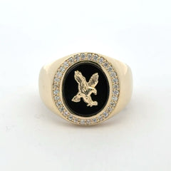 Ring Eagle on Onyx & CZ 11 5mm 10K