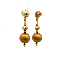 Earrings Pendant Satin Balls 40.5 12mm 14K