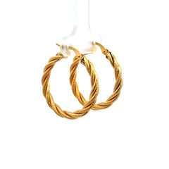 Earrings Twisted Textured Hoops 28 3mm 10K
