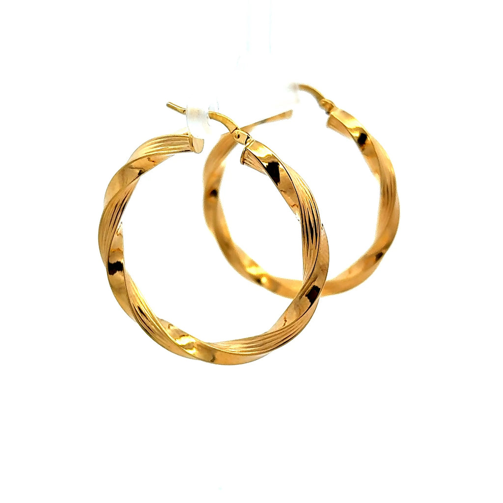Earrings Twisted Textured Hoops 37.5 4mm 10K