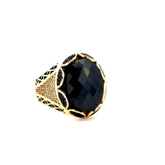 Ring Men's Big Central Stone & CZ Accents 10 5.5mm 14K