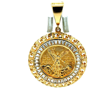 Pendant Mexican 'Centenario' Style with CZ 40 14K