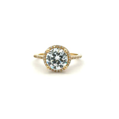 Ring Women Round Stone and CZ 7 1.5mm 10K