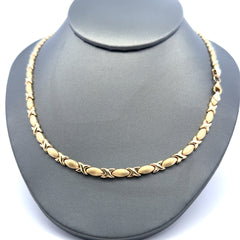 Necklaces Textured X&O with Lobster Lock 5mm 18" 10K