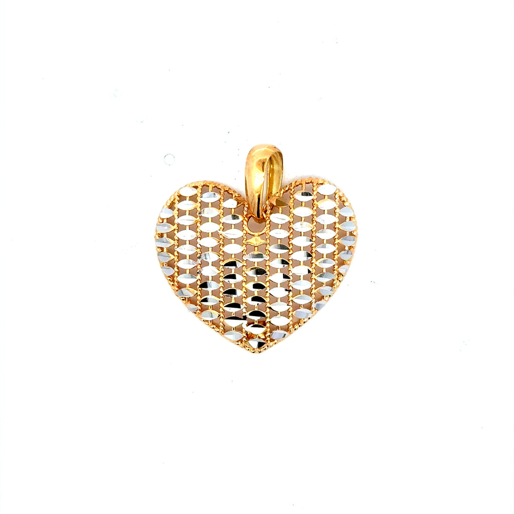 Pendant Two-Tone Filigree Heart Medallion 28 18K