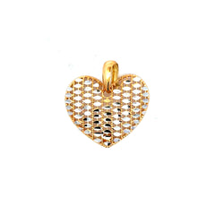 Pendant Two-Tone Filigree Heart Medallion 28 18K