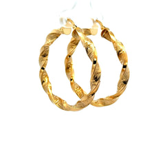 Earrings Twisted Textured Hoops 40 4.5mm 10K