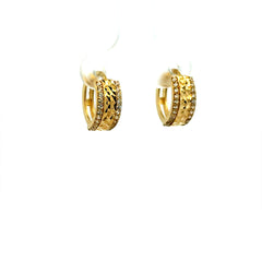 Earrings Huggie with CZ 12.5 4.5mm 10K