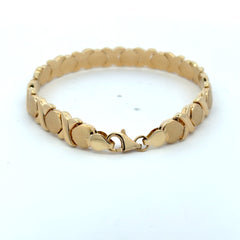 Bracelet Textured X&O with Lobster Lock 8.5mm 7.5" 14K