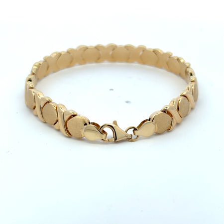 Bracelet Textured X&O with Lobster Lock 8.5mm 7.5" 14K