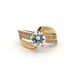 Ring Crossover Pavé Band with Stone 7 2mm 10K