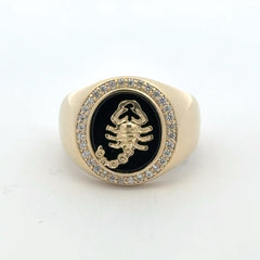 Ring Scorpion on Onyx & CZ 11 5mm 10K