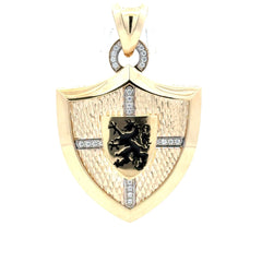 Pendant Mythical Shadow in Hard Textured Shield with CZ 61 10K