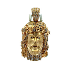 Pendant Halo Jesus Face with Crown of Thorns 51.5 10K