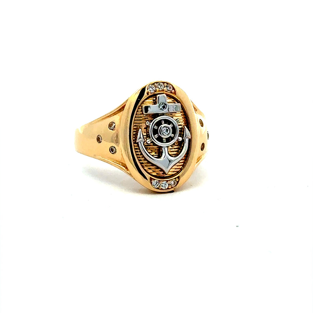 Ring Anchor with CZ 12 3.5mm 10K