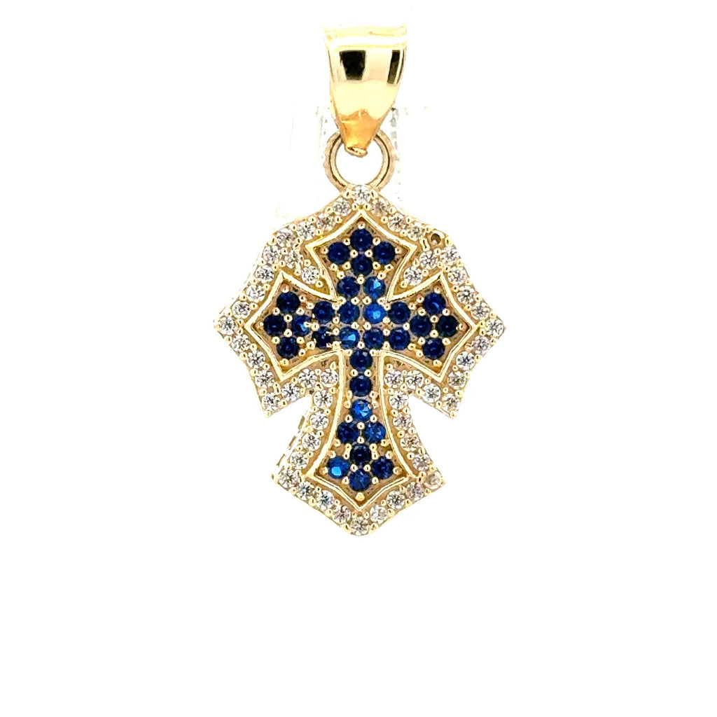 Pendant CZ-Iced Blue Pattee Cross 30.5 10K