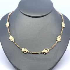 Necklaces Romantic Hearts/Iced Bar Link 7.5mm 18" 10K