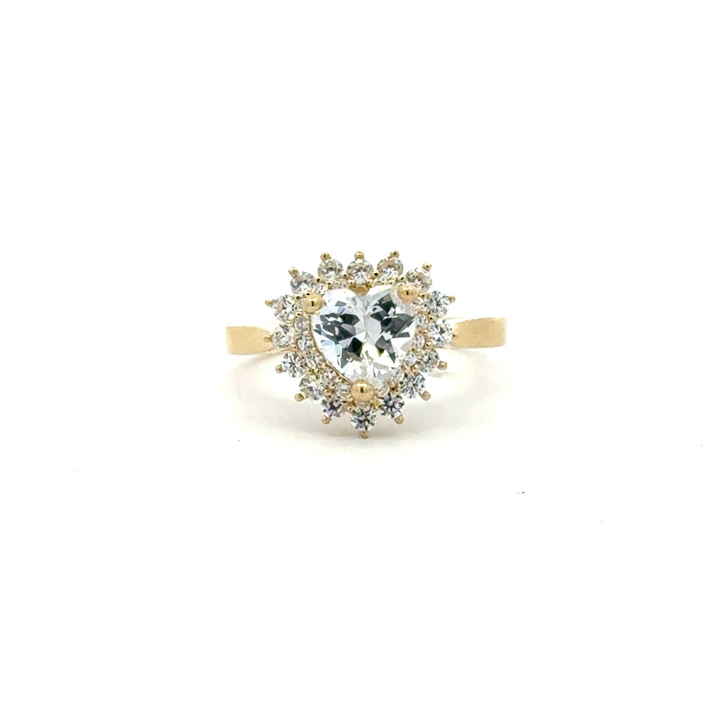 Ring Floral Women Heart Stone 7 2mm 10K