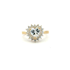 Ring Floral Women Heart Stone 7 2mm 10K