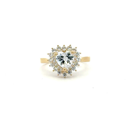 Ring Floral Women Heart Stone 7 2mm 10K