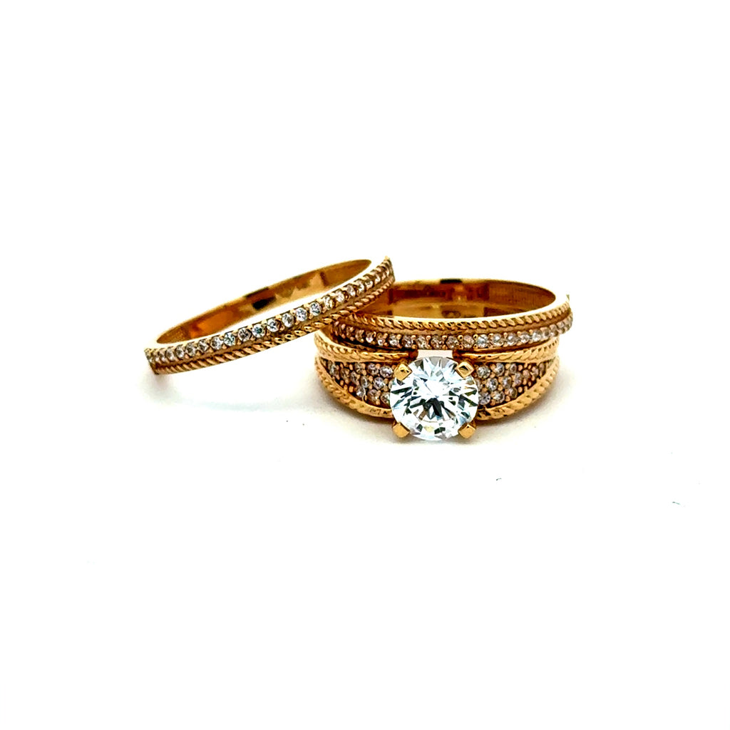 Ring CZ His and Hers Wedding Set 9/7 14K