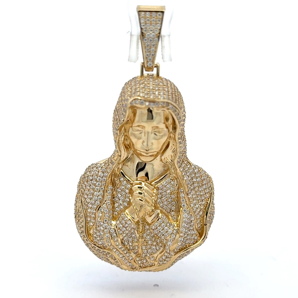 Pendant Pavé Praying Virgin Mary 70.5 10K