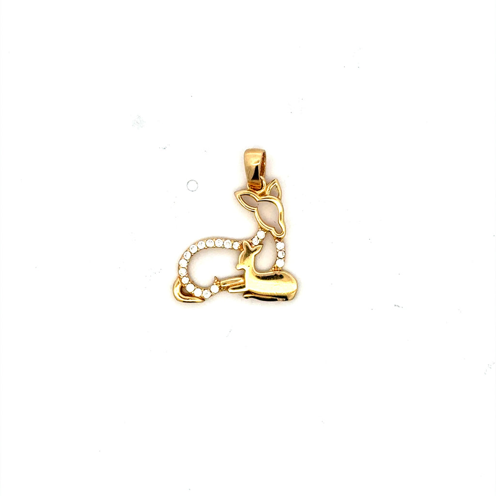 Pendant Doe with Fawn & CZ 20.5 10K