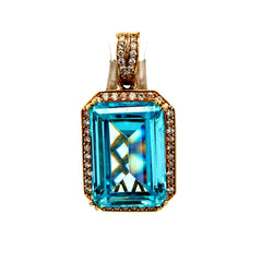Pendant Women Colored Stone and CZ 40 10K