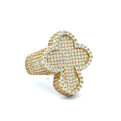 Ring CZ-Iced Trefoil Cross 11 4.5mm 10K