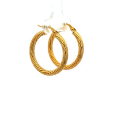 Earrings Twisted Textured Hoops 27 3mm 10K
