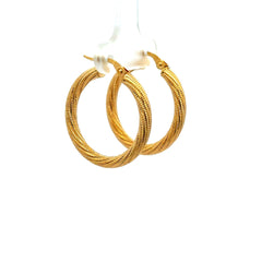 Earrings Twisted Textured Hoops 27 3mm 10K