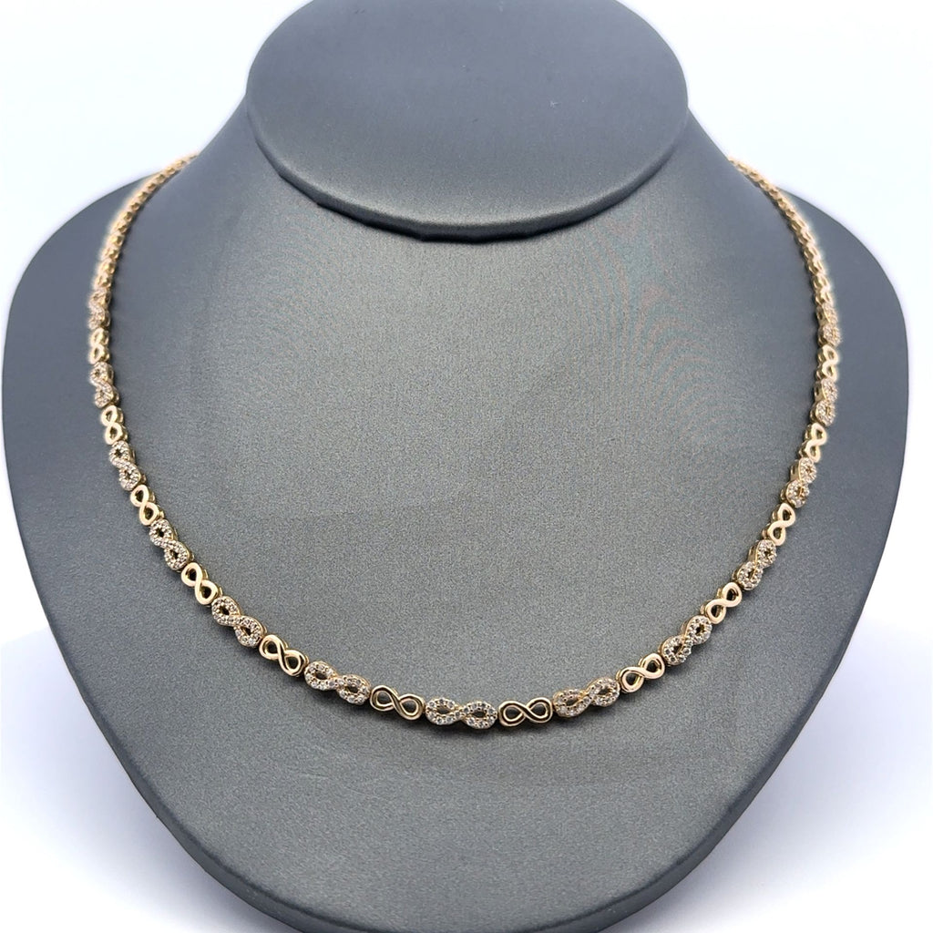 Necklaces Eight/Iced Eight Link 3mm 18" 10K