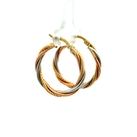 Earrings Twisted Textured Hoops 28 3.5mm 10K