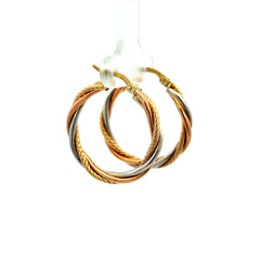 Earrings Twisted Textured Hoops 28 3.5mm 10K