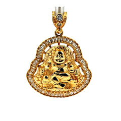 Pendant CZ Halo Seated Buddha 44.5 14K