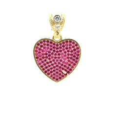 Pendant CZ-Iced Big Pink Heart 30.5 10K