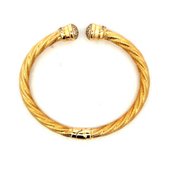 Bangle Hollow Twisted with CZ 19 5.5mm 14K