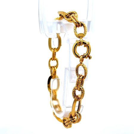 Bracelet Textured Hollow Figaro 9.5mm 7.5" 14K