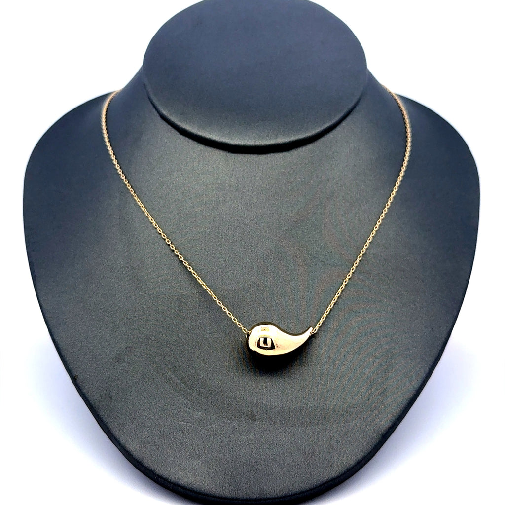 Chain Boston w Tear Drop Charm 1mm 18" 14K