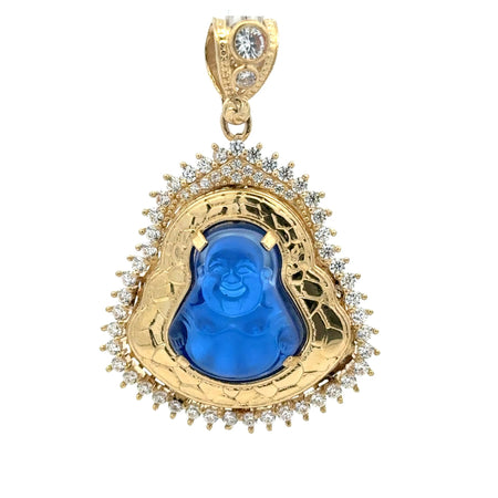 Pendant CZ Halo Seated Blue Buddha 51 10K